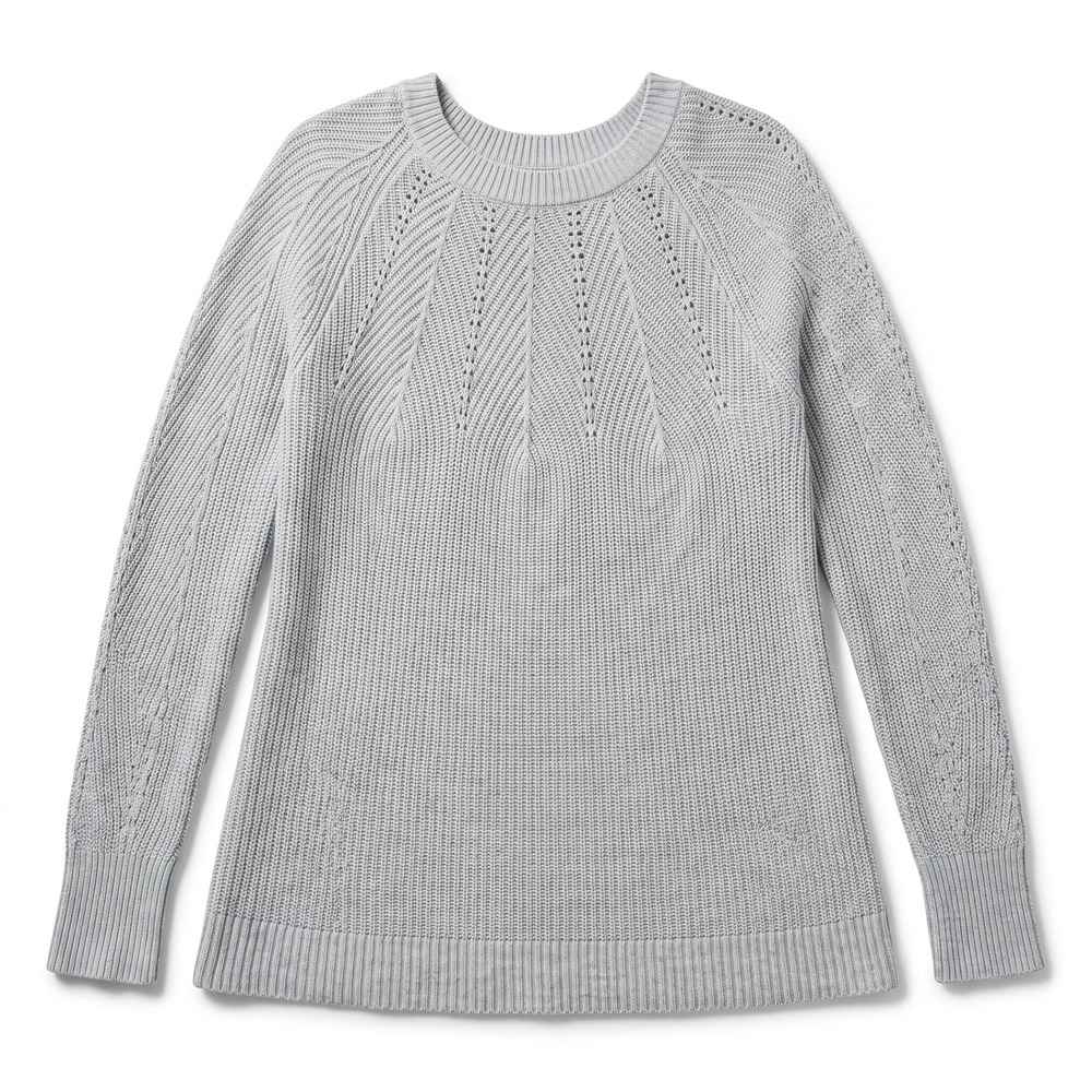 LOFT S Light Blue Grey Chevron Textured Knit Sweater Womens Casual Cozy